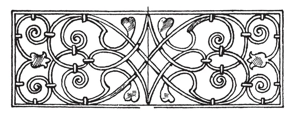 Renaissance Avlånga Panel Italiensk Smidesjärn Grillen Design Vintage Linje Ritning — Stock vektor