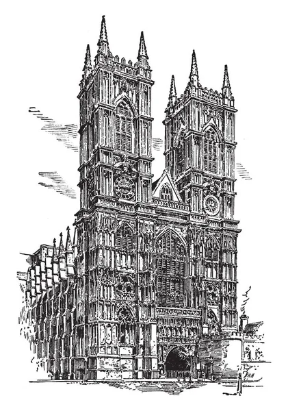Westminster Abbey Collegiate Church Fondatore Edward Disegno Linee Vintage Incisione — Vettoriale Stock