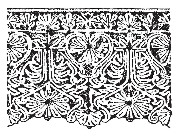 Old Point Lace Border Una Forma Arte Tessile Che Una — Vettoriale Stock