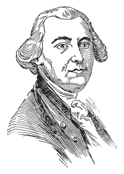 ジェイムズ ウィルソン 1742 1798 彼はペンシルバニア州 ヴィンテージの線画を表すやイラストを彫刻の独立宣言の署名者 — ストックベクタ