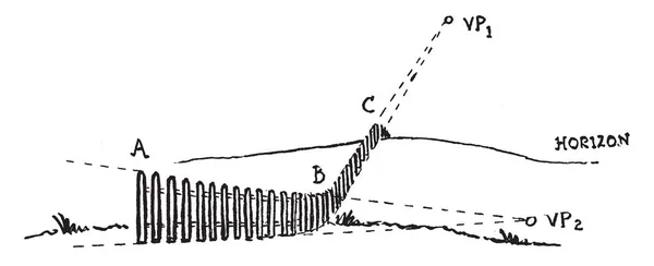 Punto Fuga Conjunto Paralelos Perpendicular Plano Imagen Triángulo Con Vértices — Archivo Imágenes Vectoriales