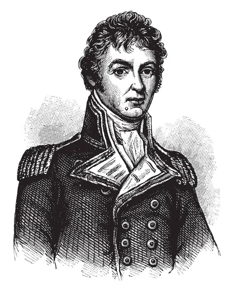 フィリップ ボウズ ヴィアを破った 1776 1841 イギリス高貴な海軍 図面やイラストを彫刻ビンテージ ラインの識別将校をだった — ストックベクタ