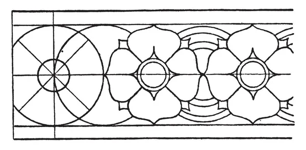 Индийская Carving Rosette Band Дизайн Цветка Простая Лента Винтажный Рисунок — стоковый вектор