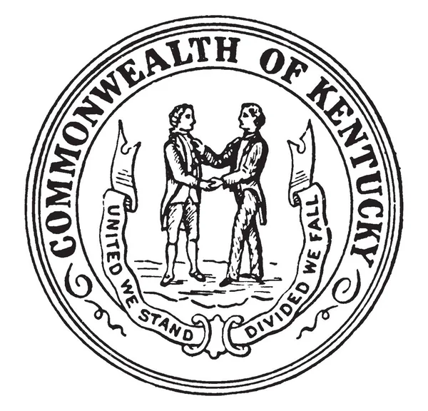 Seal Commonwealth Kentuck Two Men Shaking Hands Facing Each Other — Stock Vector