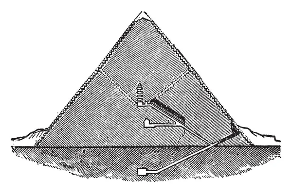 위대한 피라미드 Cheops의 피라미드 바르게 빈티지 그리기의 — 스톡 벡터