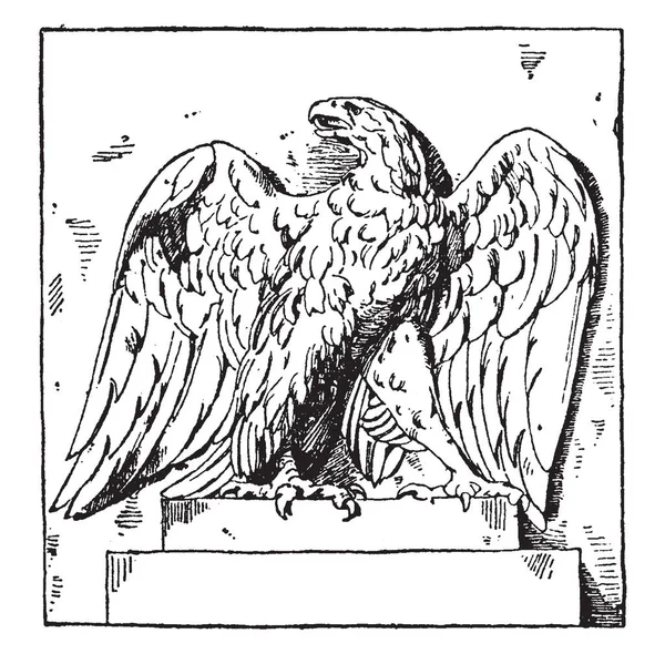 高浮雕老鹰是柏林的纪念碑 复古线图画或雕刻例证 — 图库矢量图片