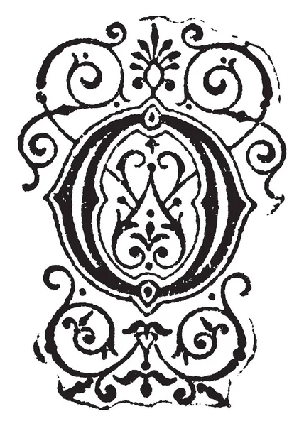 Uma Letra Ornamental Decorativa Desenho Linha Vintage Gravura Ilustração — Vetor de Stock