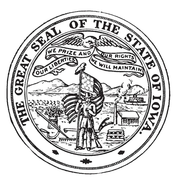 Das Große Siegel Des Staates Iowa Das Siegel Zeigt Einen — Stockvektor