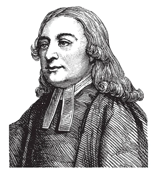 约翰韦斯利 1703 1791 他是英国圣公会教士和神学家 复古线绘画或雕刻例证 — 图库矢量图片
