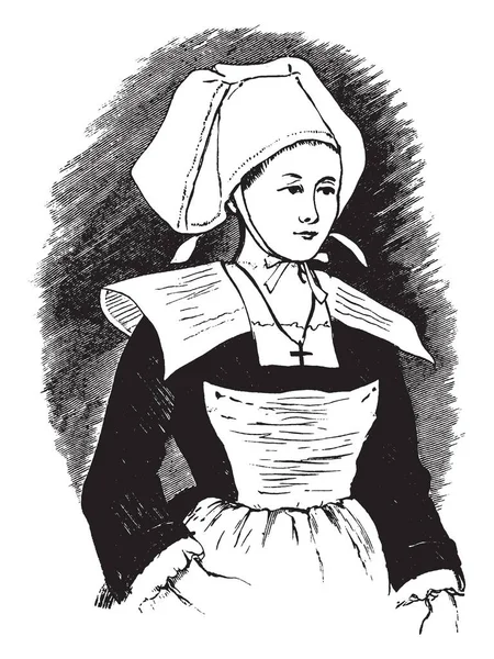 Жінка Капелюсі Вінтажному Малюнку Або Гравірувальній Ілюстрації — стоковий вектор