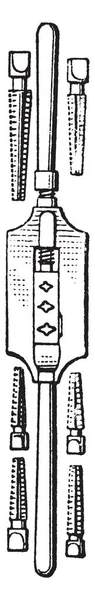 Illustration Represents Screw Stock Which Thread Cut Bar Vintage Line — стоковый вектор