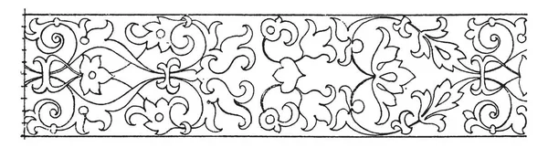 Intarsia Frieze Undulate Band Est Motif Floral Ondulé Marqueterie Bois — Image vectorielle