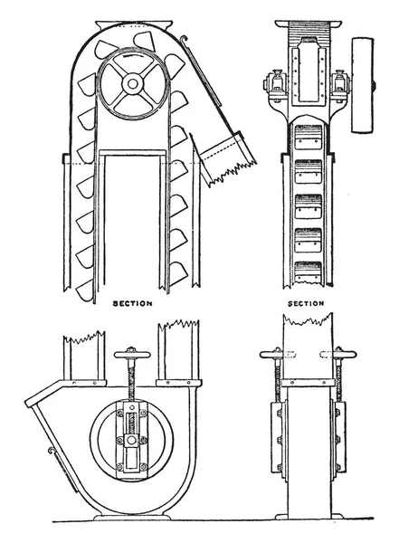 Deze Afbeelding Vertegenwoordigt Functie Graanelevator Vintage Lijntekening Gravure Illustratie — Stockvector