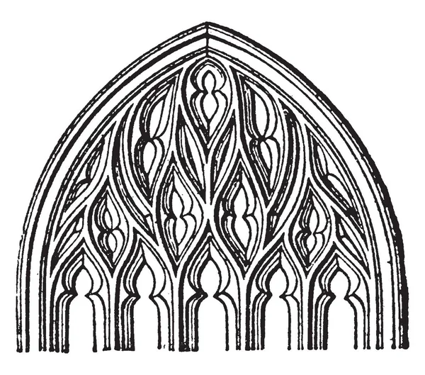 ゴシック建築 フランス 世紀ヴィンテージの線描画や彫刻のイラストで人気のある華やかな幾何学模様 — ストックベクタ