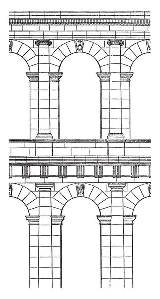 Łuki Dwa Historia Wysoki Design Antyczne Vintage Linii Rysunku Lub — Wektor stockowy