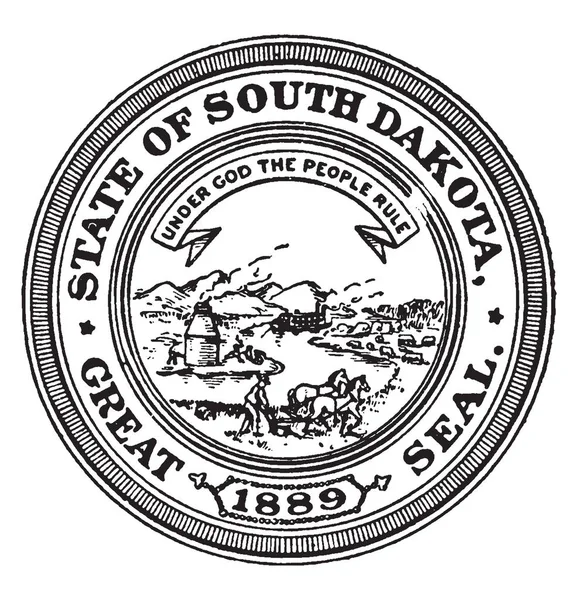 Great Seal State South Dakota 1889 Circle Shape Seal Has — Stock Vector