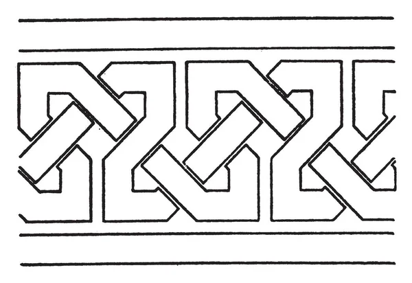 简单的摩尔交织带发现在阿罕布拉宫 它是一个很好的风格 复古线画或雕刻 — 图库矢量图片