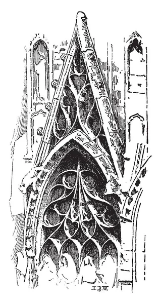 鲁昂大教堂的花纹是花纹的交叉肋骨在窗口 线和曲线被划伤入地板 不计其数的不同的设计 复古线图画或雕刻例证 — 图库矢量图片