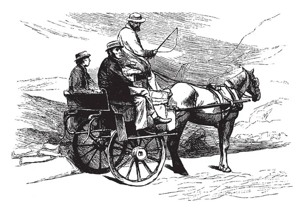 Jaunting Car Était Cheval Léger Tiré Deux Roues Véhicule Ouvert — Image vectorielle