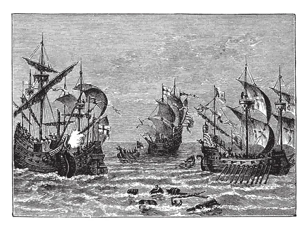 Engels Spaans Oorlogsschepen 1588 Dat Een Schip Dat Gebouwd Voornamelijk — Stockvector