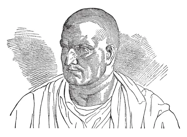 Publius Cornelius Scipio General Statesman Roman Republic Vintage Line Drawing — Stock Vector