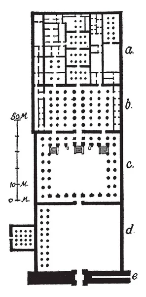 Plan Ramasseum Est Temple Commémoratif Temple Mortuaire Pharaon Ramsès Est — Image vectorielle