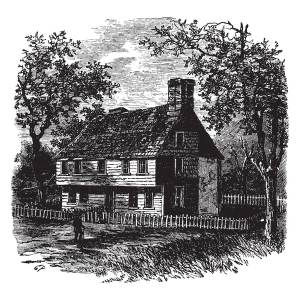 Obraz Przedstawia Siedzibę Gubernatora Coddington Dom Posiada Drewniane Ściany Złożonej — Wektor stockowy