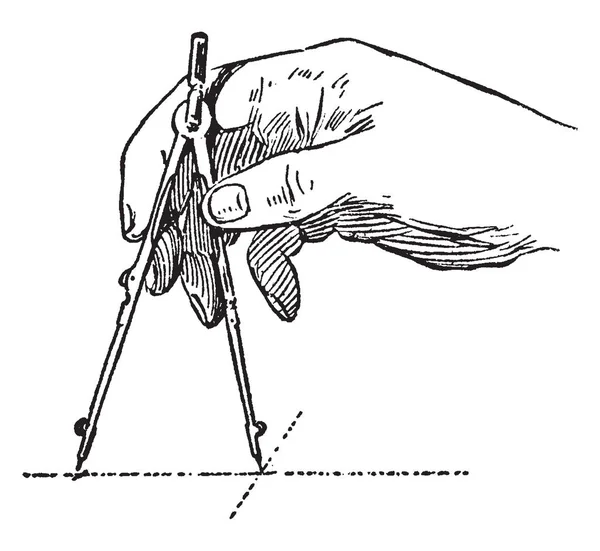 Adjusting Compass Small Large Radius Vintage Line Drawing Engraving Illustration — Stock Vector