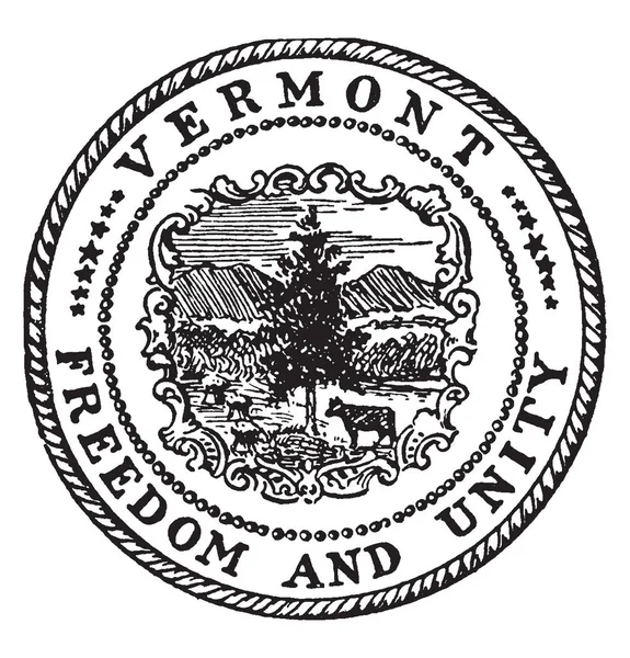 Gran Sello Vermont Este Sello Forma Círculo Tiene Escudo Escudo — Archivo Imágenes Vectoriales