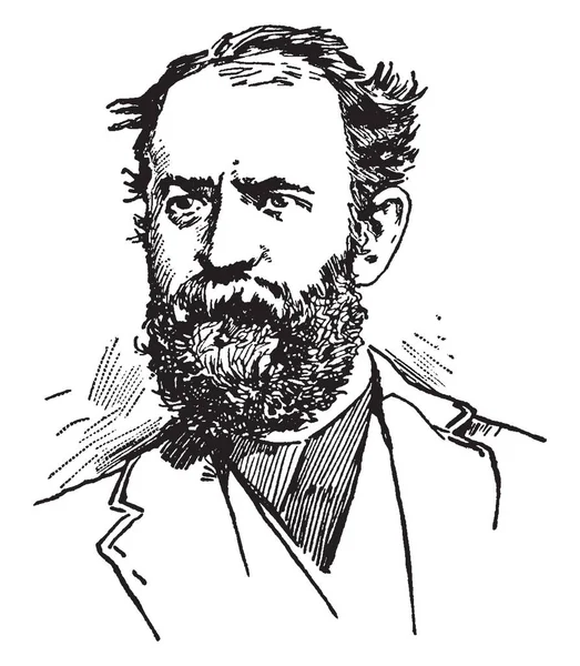 ジェイソン ジェイ グールド 1836 1892 年彼はアメリカ人 アメリカの鉄道の主要な開発者と投機家 ビンテージ線の描画や彫刻イラスト — ストックベクタ