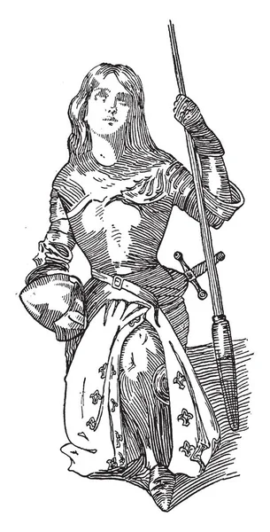Jeanne Arc Dia Terkenal Sebagai Pahlawan Wanita Prancis Untuk Perannya Stok Vektor