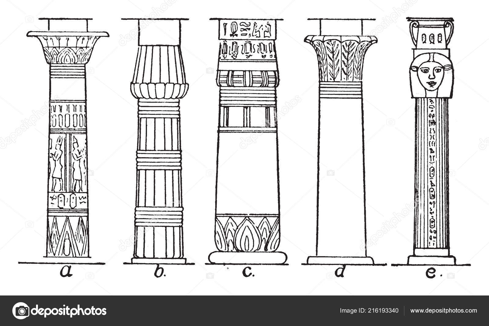 Types Columns Pylon Support Types Ancient Egyptian Vintage Line Drawing Vector Image By C Morphart Vector Stock