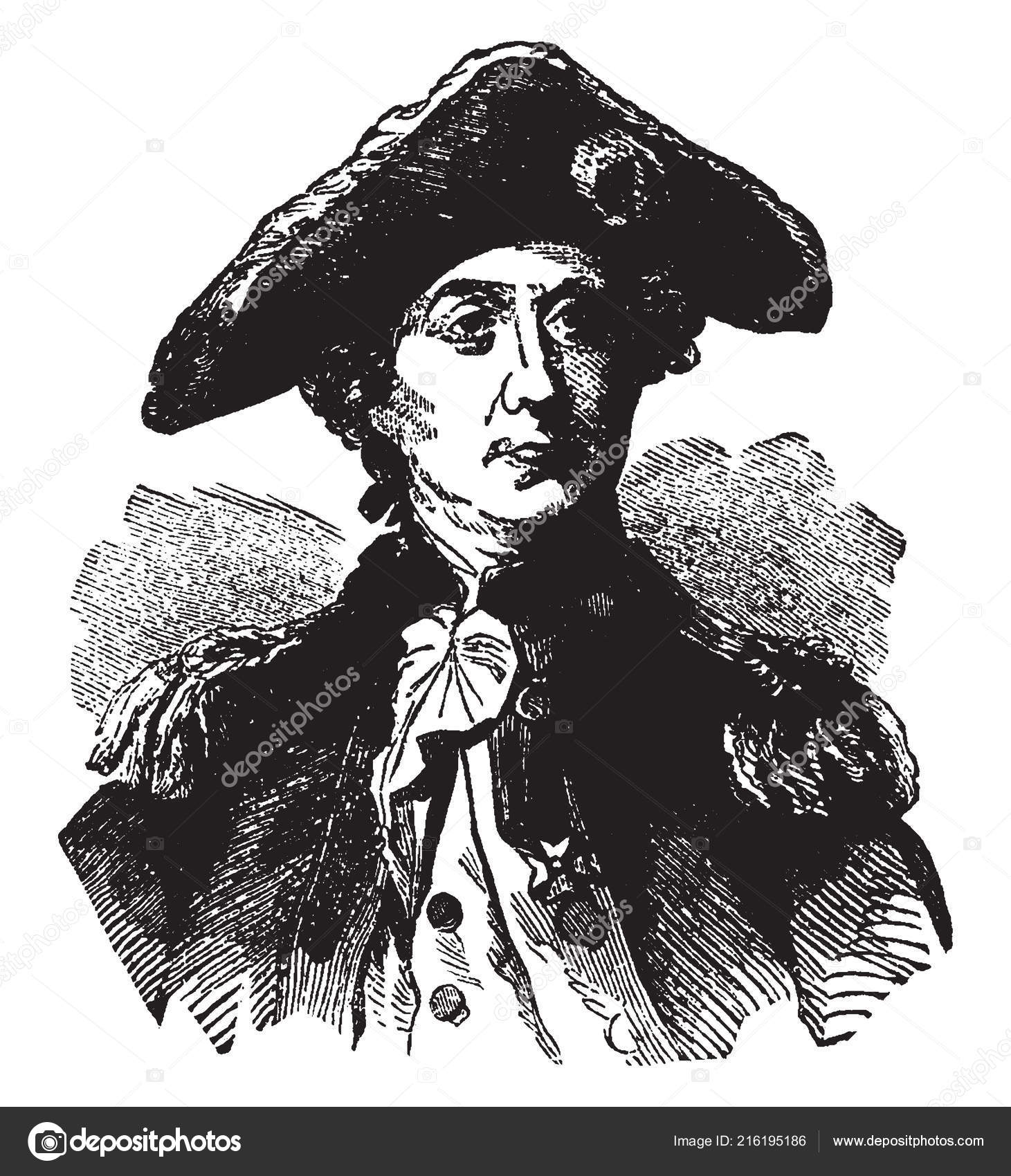 John Paul Jones 1747 1792 United States First Famous Naval — Stock Vector