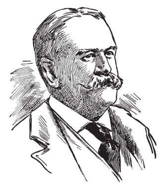 John Davis, 1838-1915, o bir Amerikalı bir avukat, politikacı, yazar ve Massachusetts, vintage çizgi çizme veya oyma illüstrasyon Valisi uzundu