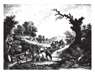 Brook, Thomas Gainsborough, vintage çizgi çizme veya oyma illüstrasyon tarafından kullanılan bir tablodur.