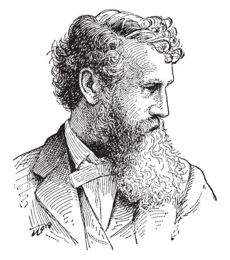 John Muir, 1838-1914, o bir İskoç-Amerikan Doğa bilimci, yazar, filozof, buzul, vintage çizgi çizme veya oyma illüstrasyon yapıldı.