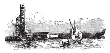 Bağlantı noktası Eads Plaquemines bucak, vintage çizgi çizme veya oyma illüstrasyon geçişte olarak da bilinen Güney Mississippi Nehri'nin güney ucunda yer alır.