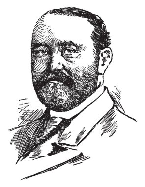 Frederick Dent Grant, 1850-1912, o bir asker ve Amerika Birleşik Devletleri Bakanı Austria-Hungary, vintage çizgi çizme veya oyma illüstrasyon oldu