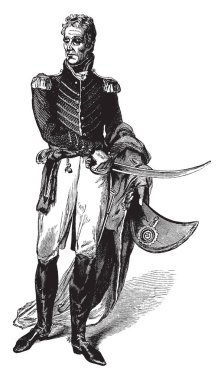 Andrew Jackson, o 1767-1845, oldu bir Amerikalı asker, devlet adamı, Amerika Birleşik Devletleri 1829 den 1837 için ABD Tennessee Senatörü yedinci Başkan ve Florida, vintage çizgi çizme veya oyma illüstrasyon askeri valisi