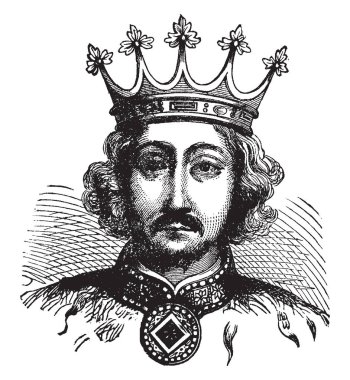 Richard II İngiltere, 1367-1400, o İngiltere'den 1377 1399 için vintage çizgi çizme veya illüstrasyon oyma kral oldu