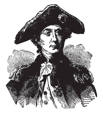 John Paul Jones, 1747-1792, o Amerika Birleşik Devletleri ilk ünlü donanma komutanı Amerikan Bağımsızlık Savaşı Amerikan Donanması, çizim veya şekil oyma vintage çizgi babası olarak ünlü oldu