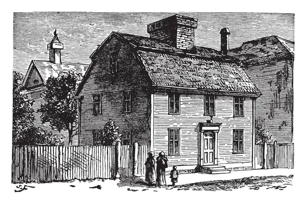 Imagen Representa Lugar Nacimiento Nathaniel Hawthorne Este Gran Edificio Está — Archivo Imágenes Vectoriales