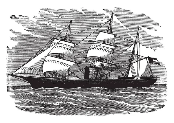プライベーター船サムターは同盟プライベーター船 Uss サムター ビンテージの線描画や彫刻イラストです — ストックベクタ