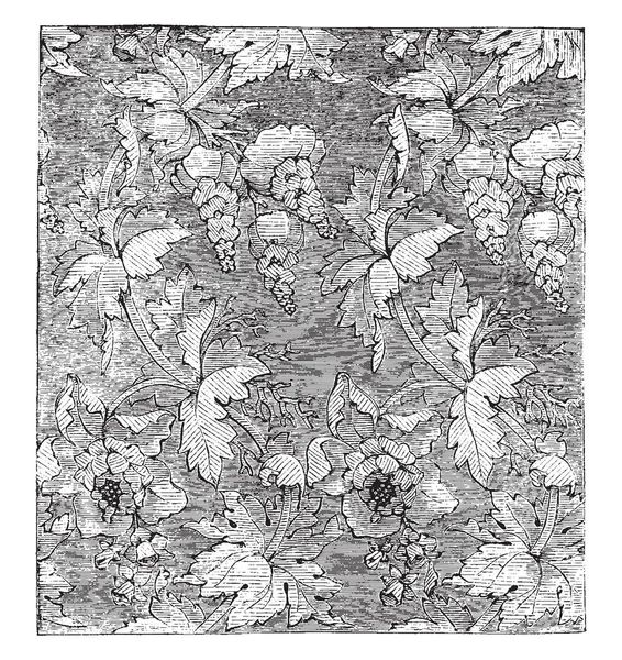 テーブル カバー ダマスク模様編みのパターンで設計されている スタイルは 花や葉 ビンテージの線描画や彫刻の図 — ストックベクタ