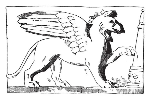 Een Beeld Van Mythische Griekse Griffin Griffin Een Mythisch Wezen — Stockvector