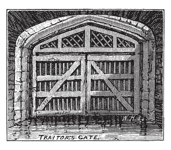 Portão Traidor Torre Londres Arsenal Castelo Execução Fortificação Fortaleza Observatório —  Vetores de Stock