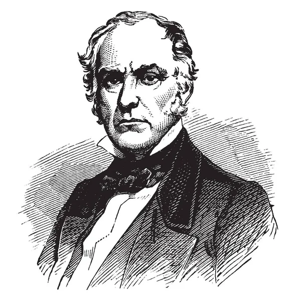 エドワード ディキンソン ベイカー 1811 1861 彼はアメリカの政治家および軍事指導者 イリノイ州の米国衆議院とオレゴン州 ヴィンテージの線描画や彫刻イラストからの米国の上院議員としての活躍 — ストックベクタ