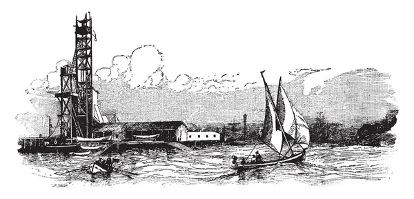Eads Порт Розташований Південному Краю Острова Річки Міссісіпі Також Південної — стоковий вектор