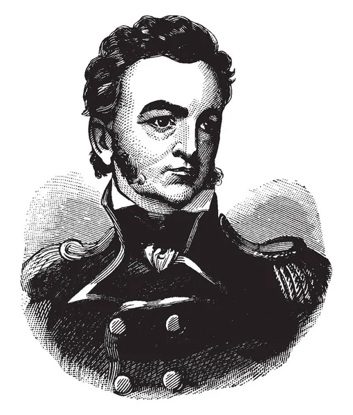 デービッド ポーター 1780 1843 彼はアメリカ合衆国海軍 ビンテージの線描画や彫刻イラストの将校 — ストックベクタ