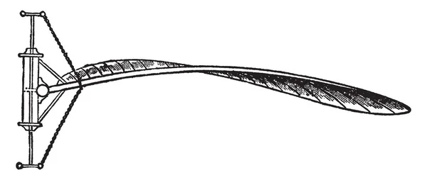 弹性螺旋机翼在其动作 复古线图或雕刻插图中曲折 Untwists — 图库矢量图片